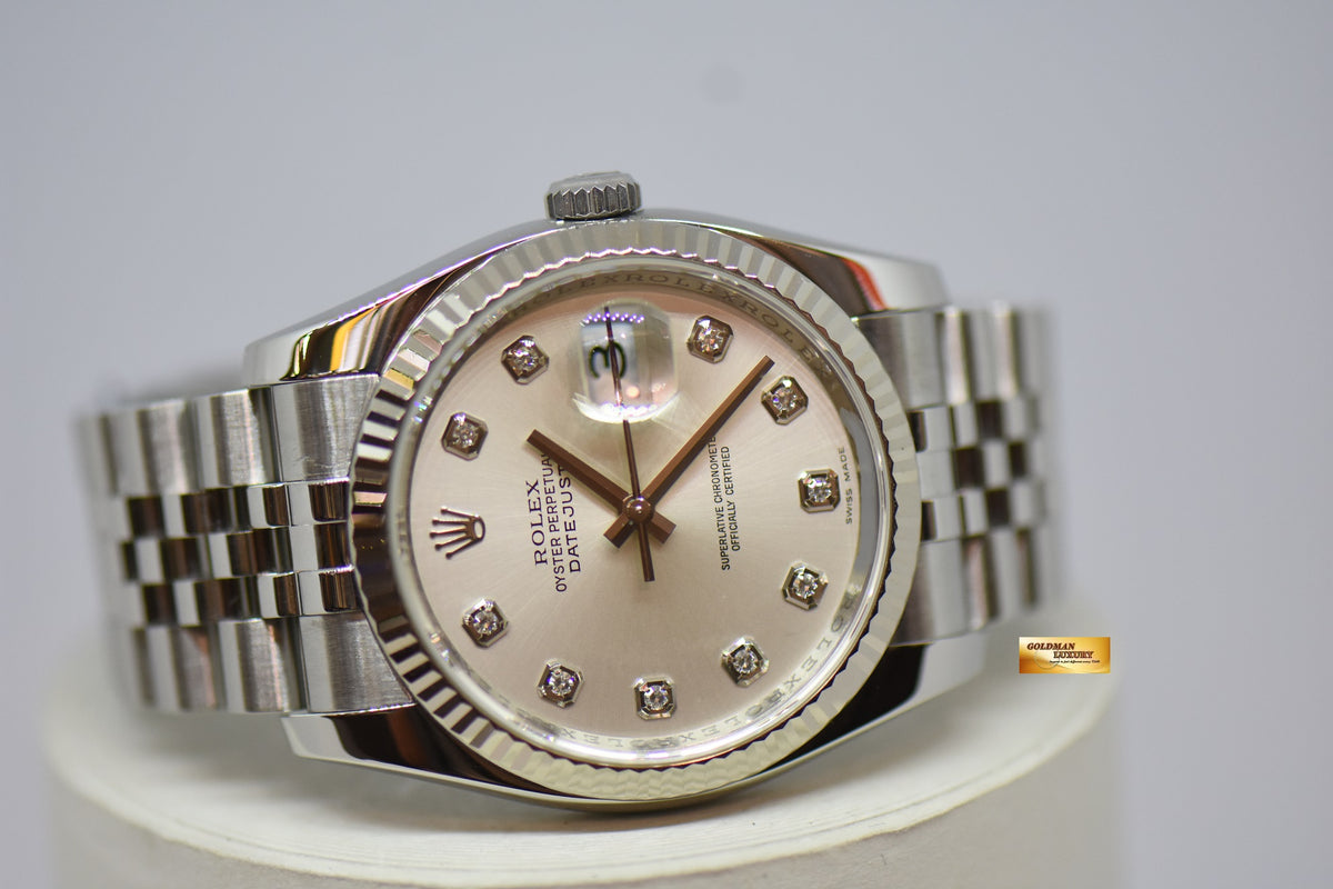[SOLD] ROLEX OYSTER PERPETUAL DATEJUST 36mm STEEL IN JUBILEE BRACELET SILVER DIAMOND DIAL 116234 (MINT)