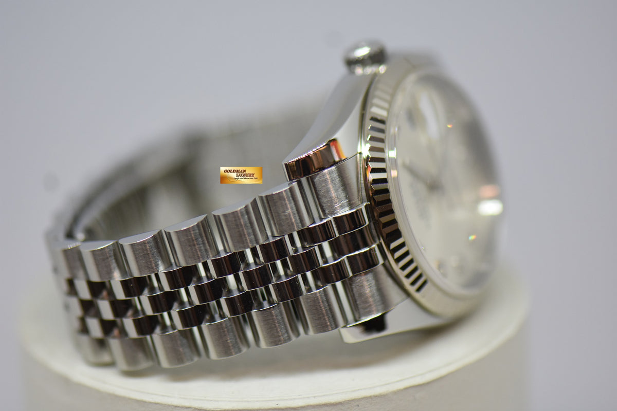 [SOLD] ROLEX OYSTER PERPETUAL DATEJUST 36mm STEEL IN JUBILEE BRACELET SILVER DIAMOND DIAL 116234 (MINT)