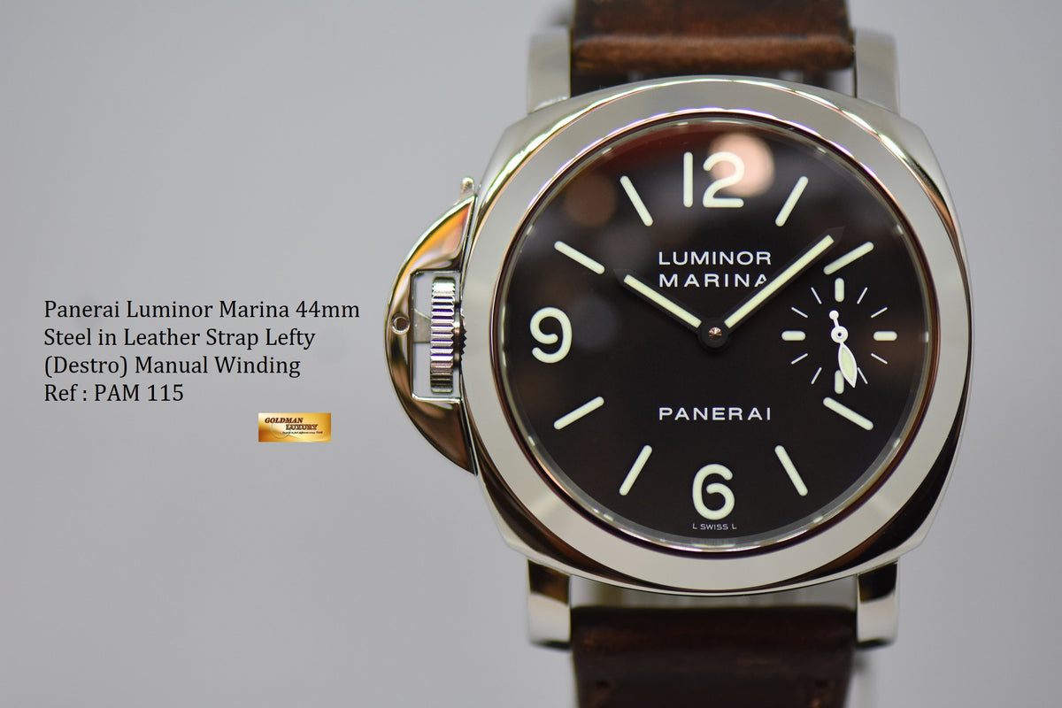 [SOLD] PANERAI LUMINOR MARINA 44mm LEFTY (DESTRO) MANUAL WINDING BLACK PAM 115 (MINT)