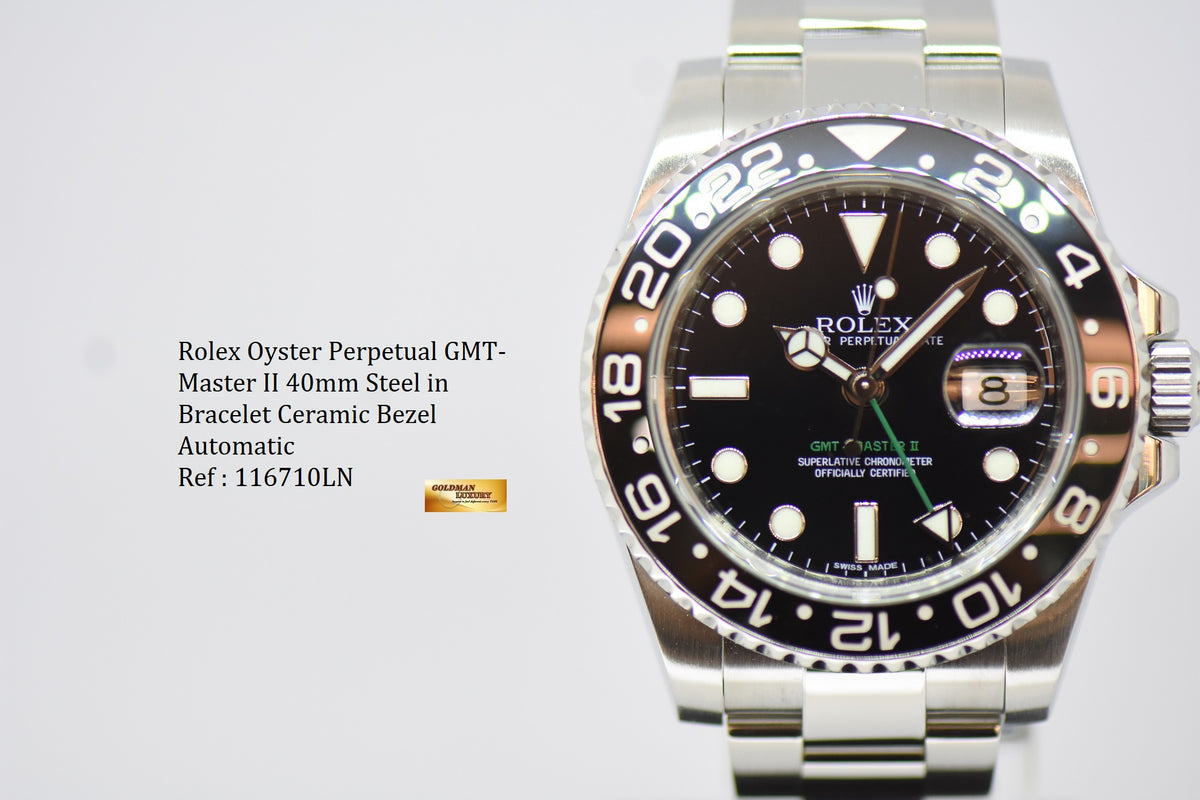 [SOLD] ROLEX OYSTER PERPETUAL GMT-MASTER II 40mm CERAMIC BLACK AUTOMATIC 116710LN (MINT)