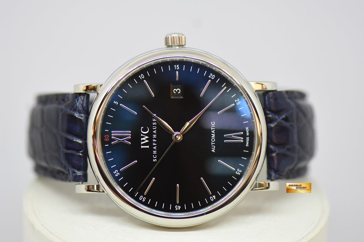 [SOLD] IWC PORTOFINO 40mm STEEL IN LEATHER STRAP BLACK AUTOMATIC IW3565-02 (MINT)