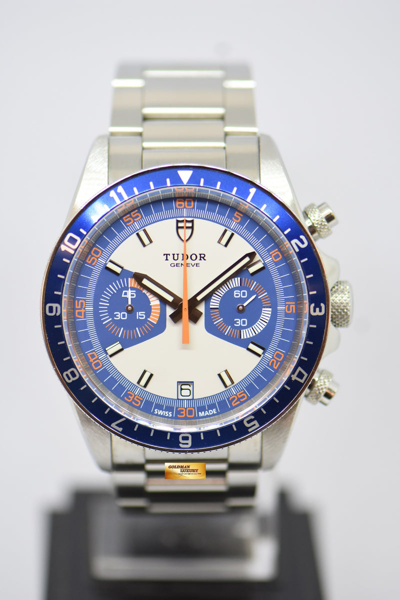 SOLD TUDOR HERITAGE CHRONOGRAPH 42mm STEEL IN BRACELET BLUE