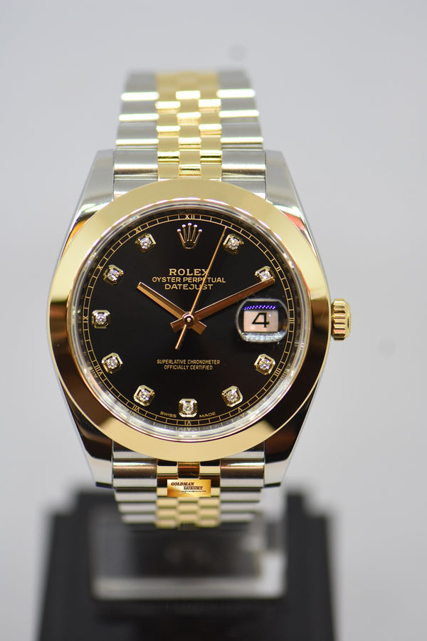 [SOLD] ROLEX OYSTER PERPETUAL DATEJUST 41mm DIAMOND BLACK DIAL HALF- GOLD IN JUBILEE BRACELET 126303 (MINT)