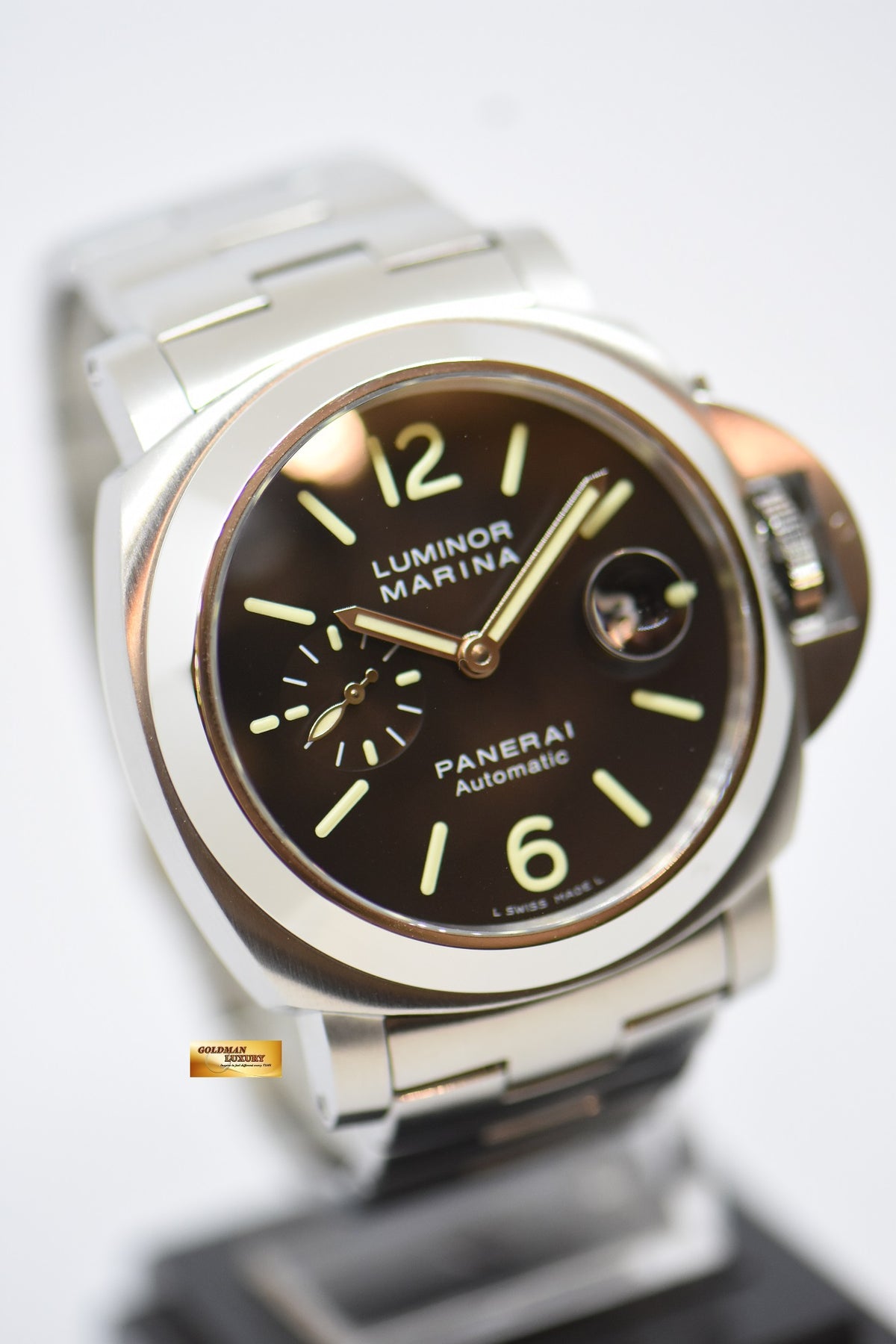 [SOLD] PANERAI LUMINOR MARINA 44mm STEEL IN BRACELET AUTOMATIC BLACK PAM 299 (LNIB)