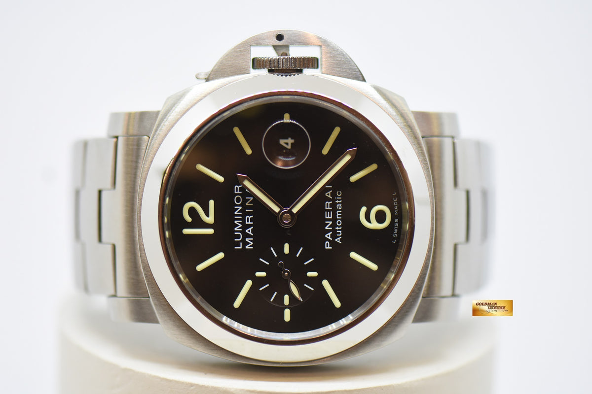 [SOLD] PANERAI LUMINOR MARINA 44mm STEEL IN BRACELET AUTOMATIC BLACK PAM 299 (LNIB)