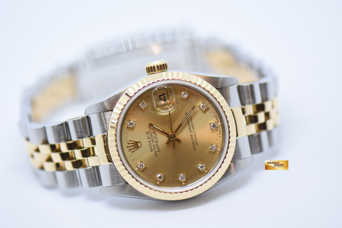 [SOLD] ROLEX OYSTER DATEJUST 31mm HALF-GOLD IN JUBILEE BRACELET DIAMOND DIAL 68273 (NEAR MINT)