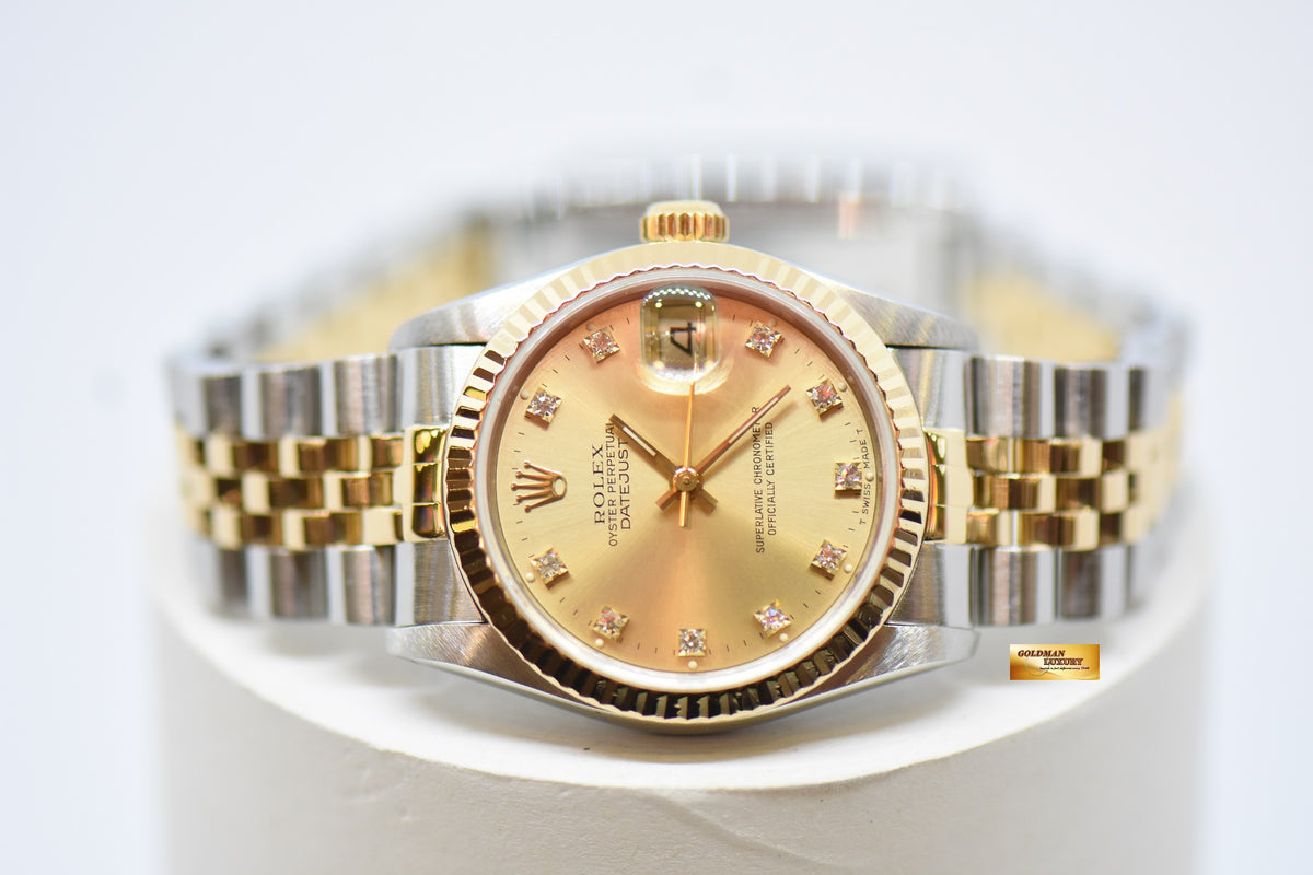 [SOLD] ROLEX OYSTER DATEJUST 31mm HALF-GOLD IN JUBILEE BRACELET DIAMOND DIAL 68273 (NEAR MINT)