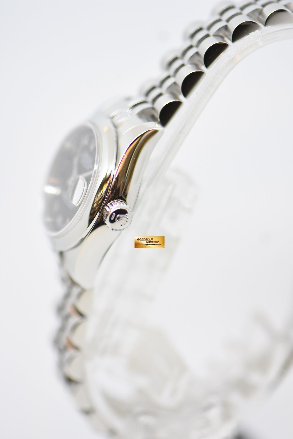 [SOLD] ROLEX OYSTER DATEJUST 26mm STEEL IN JUBILEE BRACELET BLACK DIAL ROMAN NUMERALS 179160 (MINT)