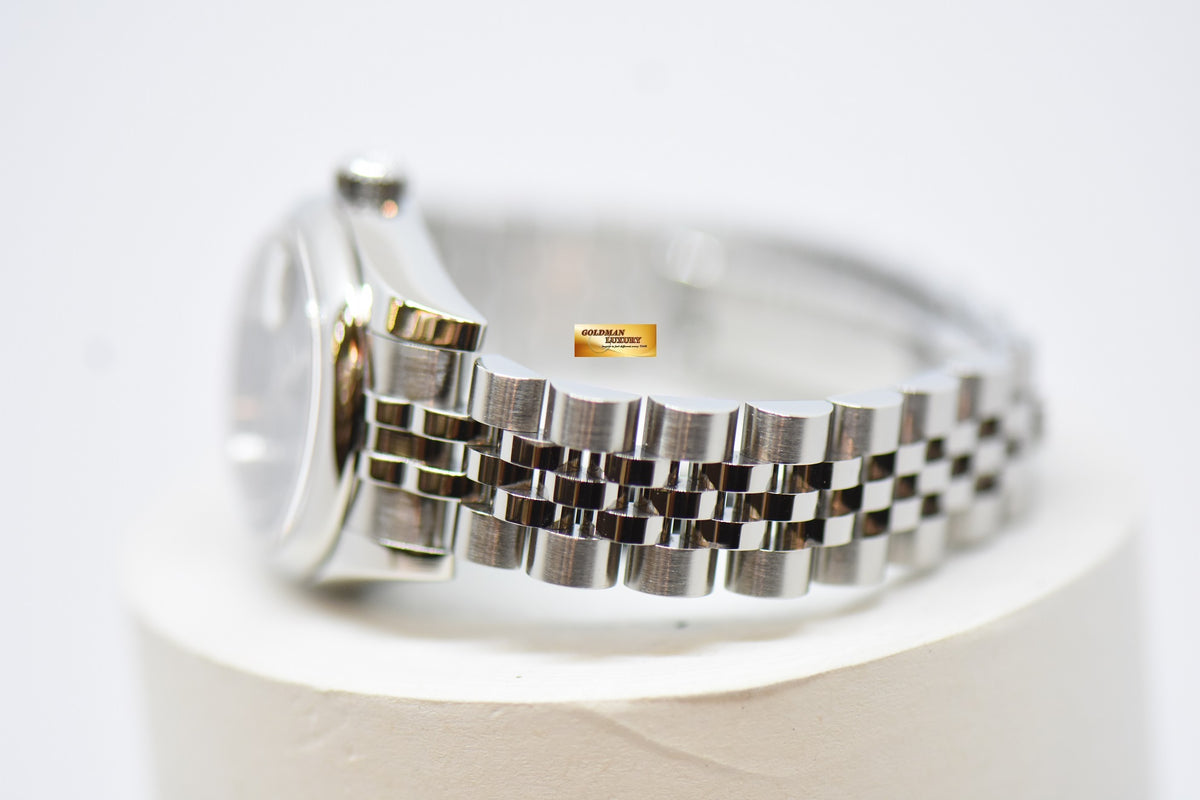 [SOLD] ROLEX OYSTER DATEJUST 26mm STEEL IN JUBILEE BRACELET BLACK DIAL ROMAN NUMERALS 179160 (MINT)