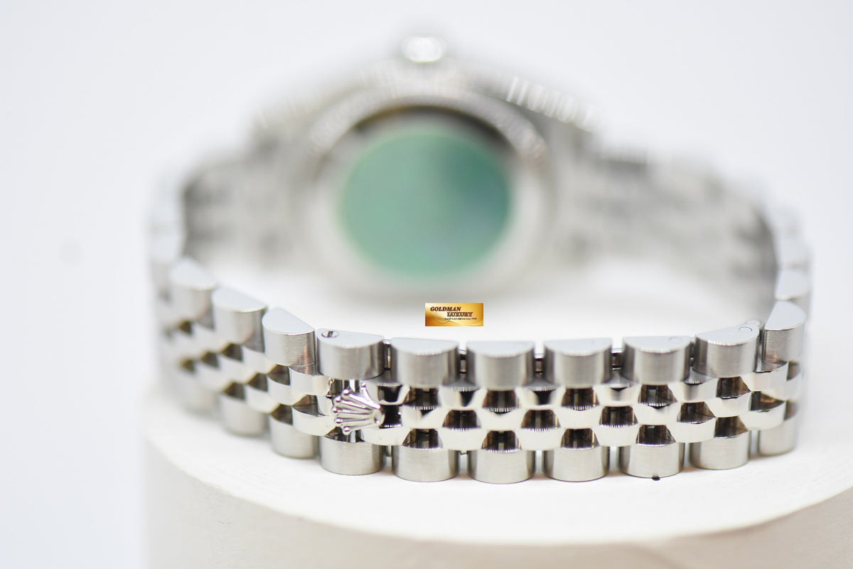 [SOLD] ROLEX OYSTER DATEJUST 26mm STEEL IN JUBILEE BRACELET BLACK DIAL ROMAN NUMERALS 179160 (MINT)