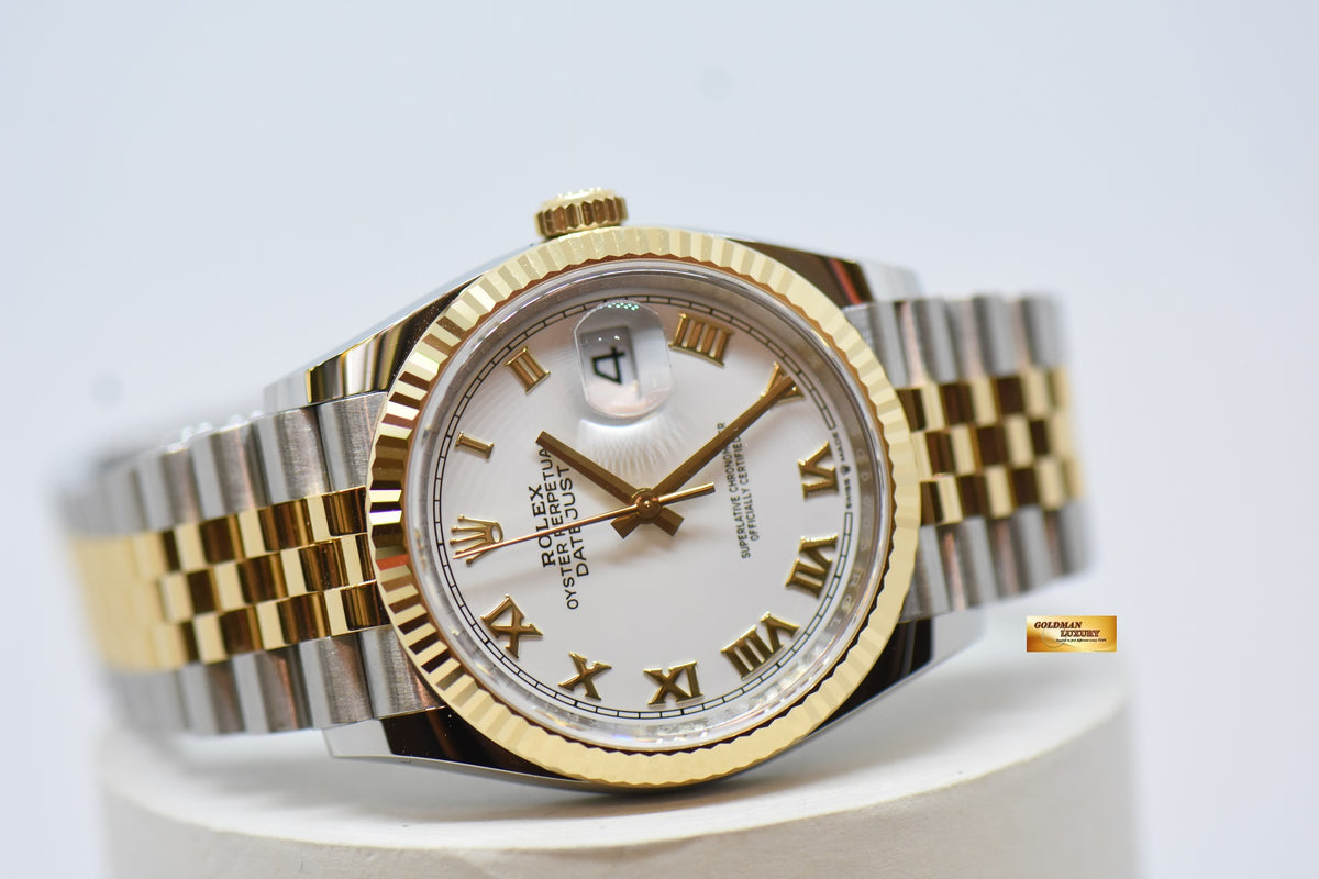 [SOLD] ROLEX OYSTER DATEJUST 36mm GOLD / STEEL IN JUBILEE BRACELET WHITE DIAL ROMAN NUMERALS 126233 (NEW-UNWORN)