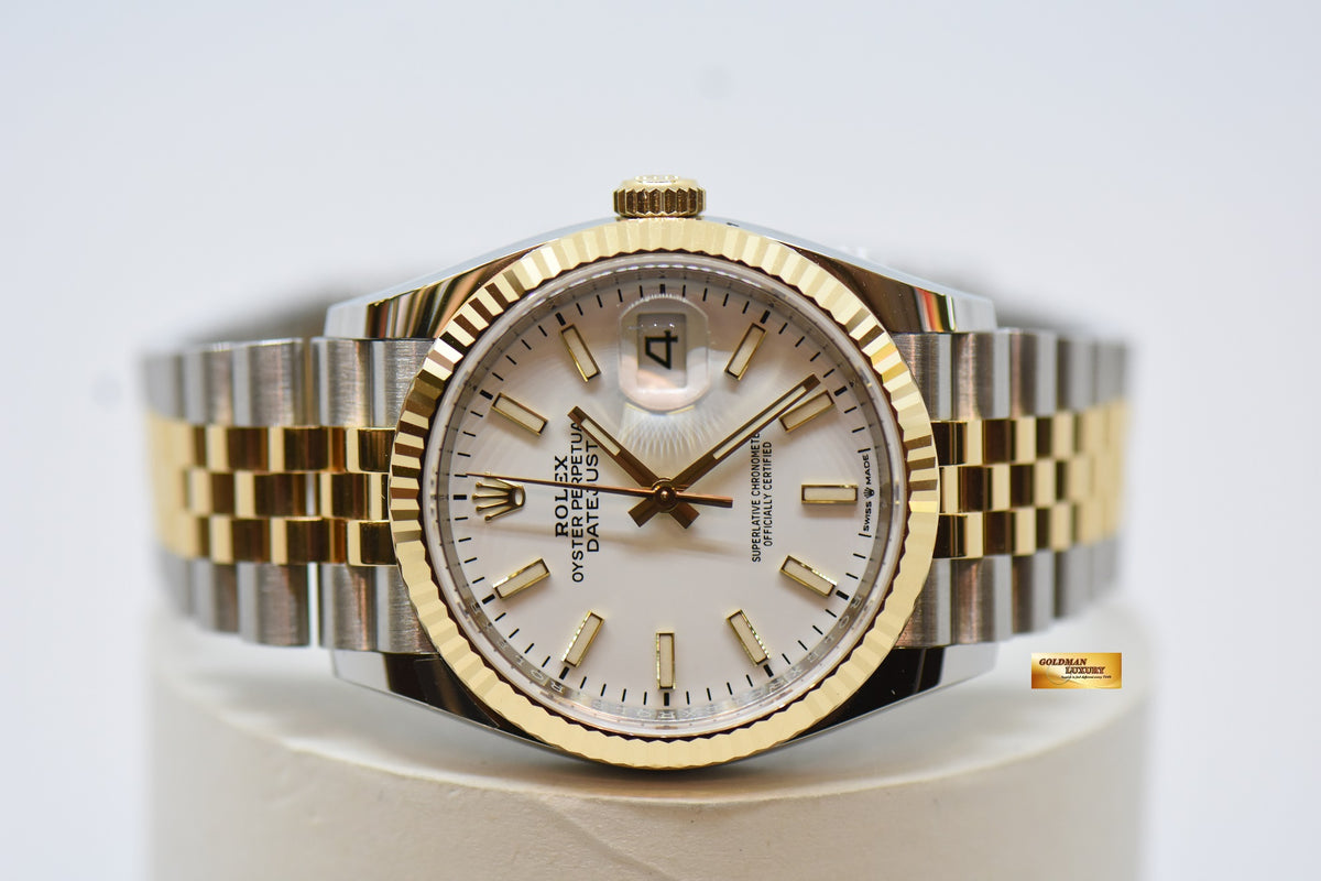 [SOLD] ROLEX OYSTER DATEJUST 36mm GOLD / STEEL IN JUBILEE BRACELET WHITE DIAL BATON NUMERALS 126233 (NEW-UNWORN)