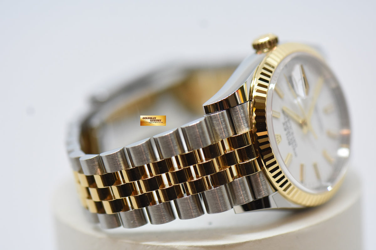 [SOLD] ROLEX OYSTER DATEJUST 36mm GOLD / STEEL IN JUBILEE BRACELET WHITE DIAL BATON NUMERALS 126233 (NEW-UNWORN)