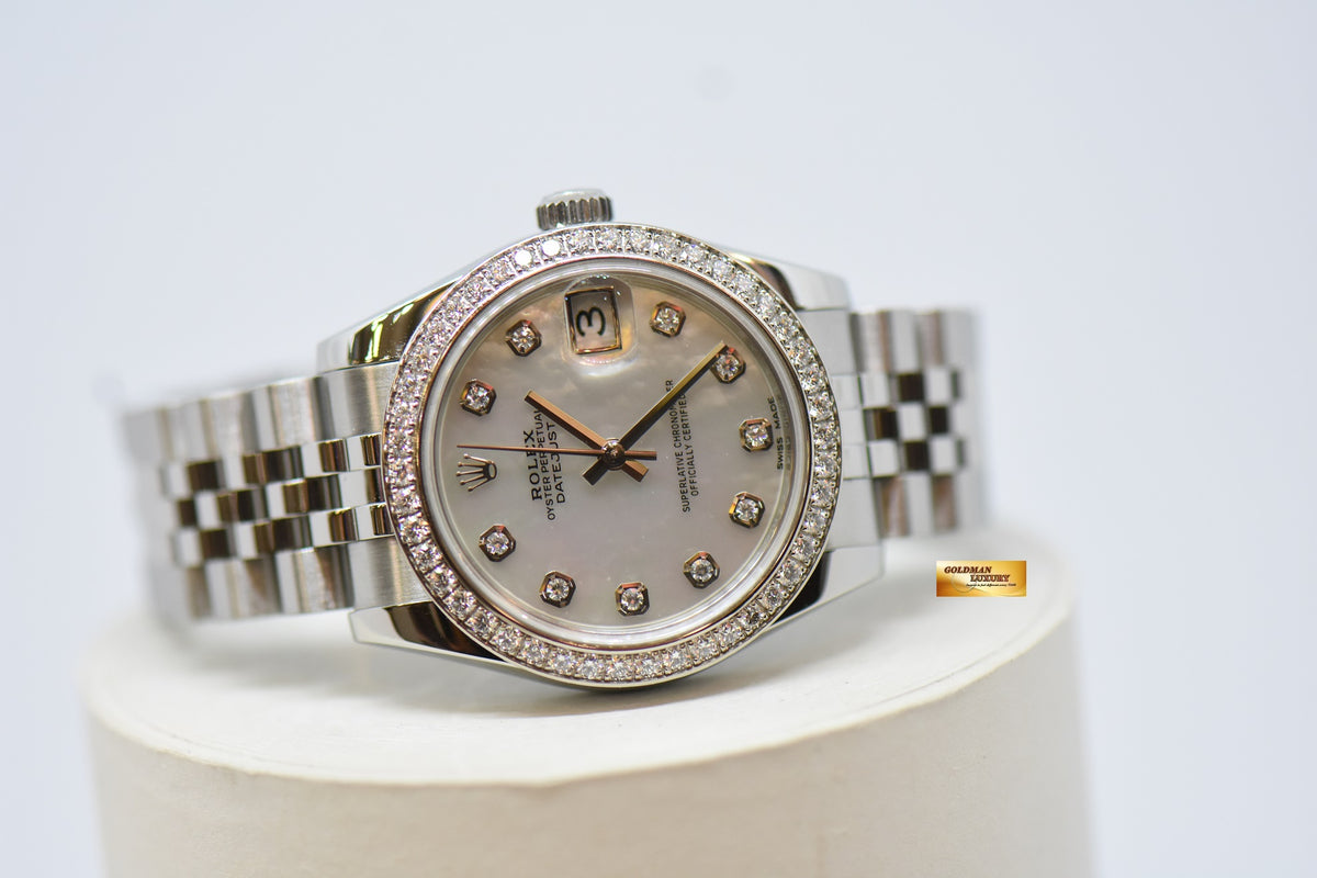 [SOLD] ROLEX OYSTER PERPETUAL DATEJUST 31mm MOP DIAMOND DIAL STEEL IN JUBILEE BRACELET ORIGINAL DIAMOND BEZEL 178384 (MINT)