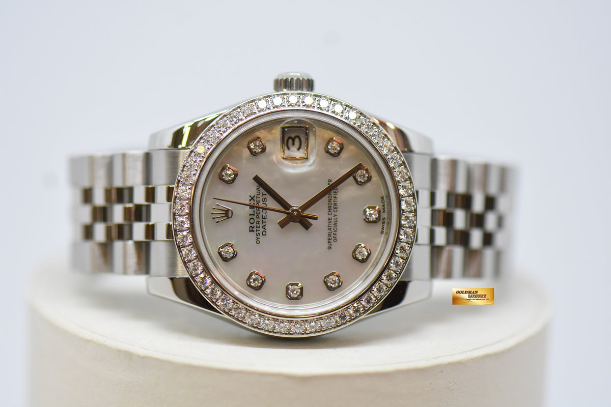 [SOLD] ROLEX OYSTER PERPETUAL DATEJUST 31mm MOP DIAMOND DIAL STEEL IN JUBILEE BRACELET ORIGINAL DIAMOND BEZEL 178384 (MINT)
