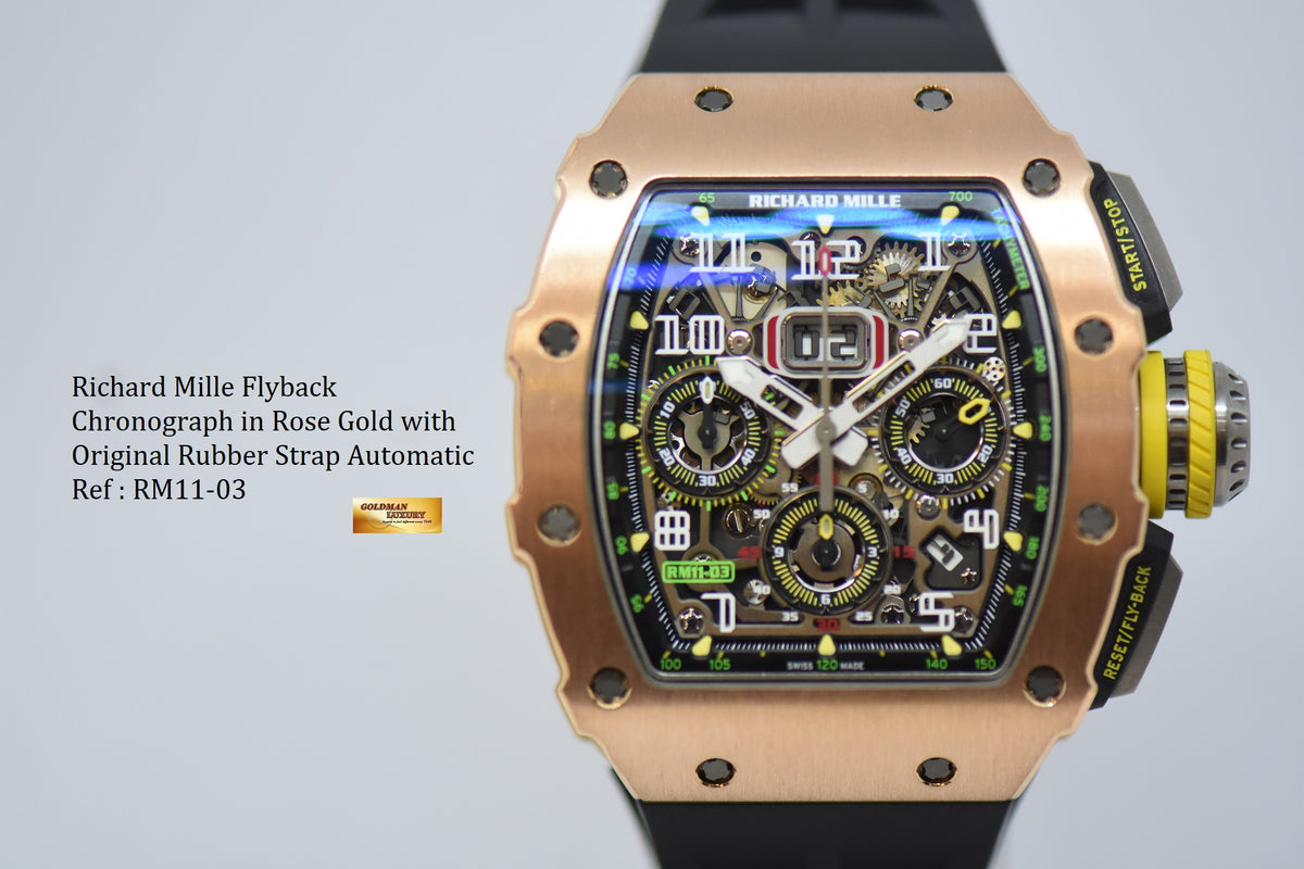 [SOLD] RICHARD MILLE FLYBACK CHRONOGRAPH IN ROSE GOLD ORIGINAL RUBBER STRAP RM11-03 AUTOMATIC (MINT CONDITION)