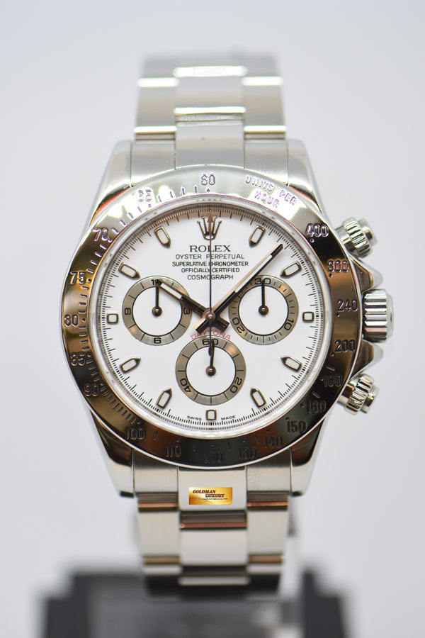 [SOLD] ROLEX OYSTER PERPETUAL DAYTONA STEEL IN BRACELET WHITE DIAL 116520 (REHAUT ENGRAVINGS) (MINT)