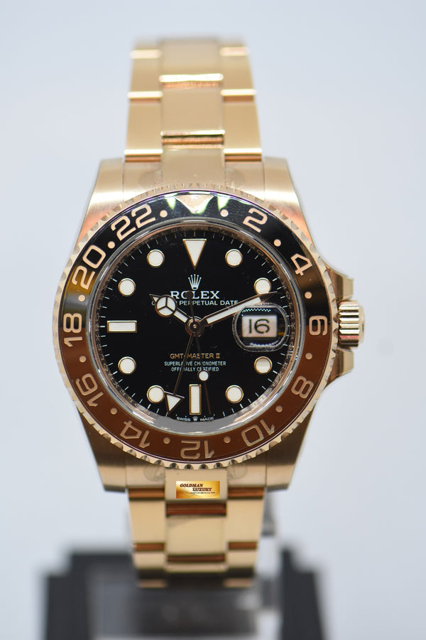 [SOLD] ROLEX OYSTER PERPETUAL GMT-MASTER II “ROOT-BEER” CERAMIC BROWN BEZEL EVEROSE GOLD BRACELET 126715CHNR (LNIB) (STICKERS INTACT)