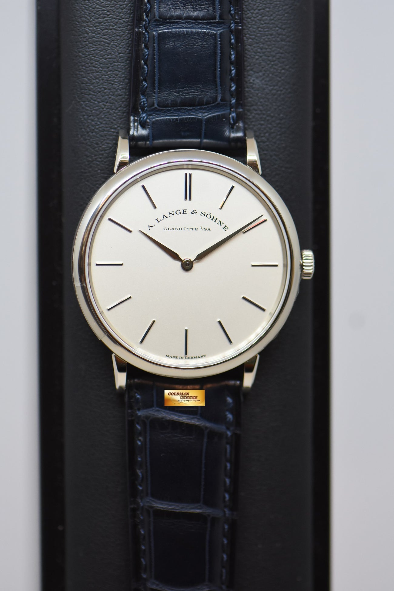 SOLD] A.LANGE & SOHNE SAXONIA THIN 37mm WHITE GOLD IN LEATHER