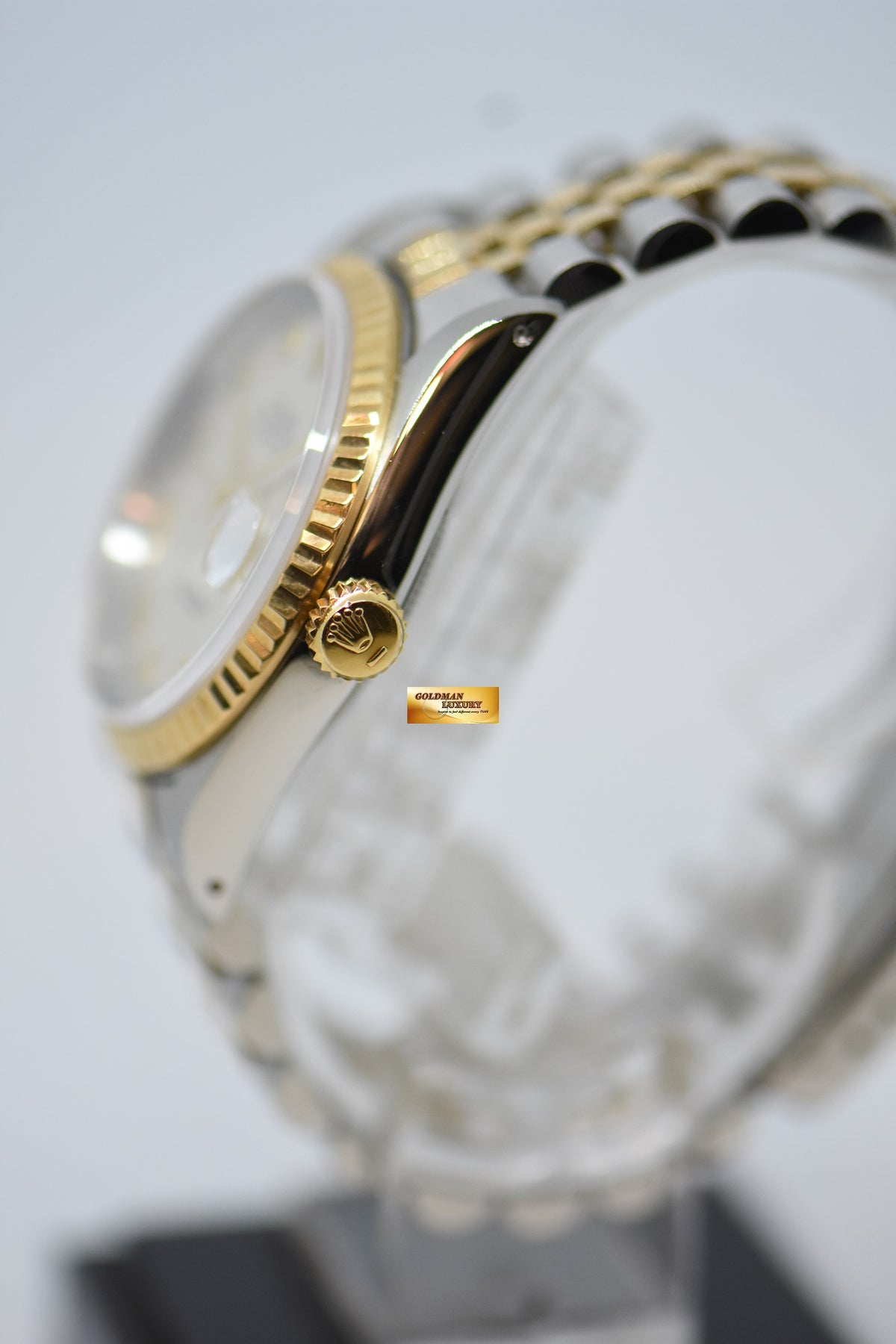 [SOLD] ROLEX OYSTER PERPETUAL DATEJUST 36mm PRISM ROMAN CREAM DIAL HALF GOLD IN JUBILEE BRACELET 16233 (NEAR MINT)