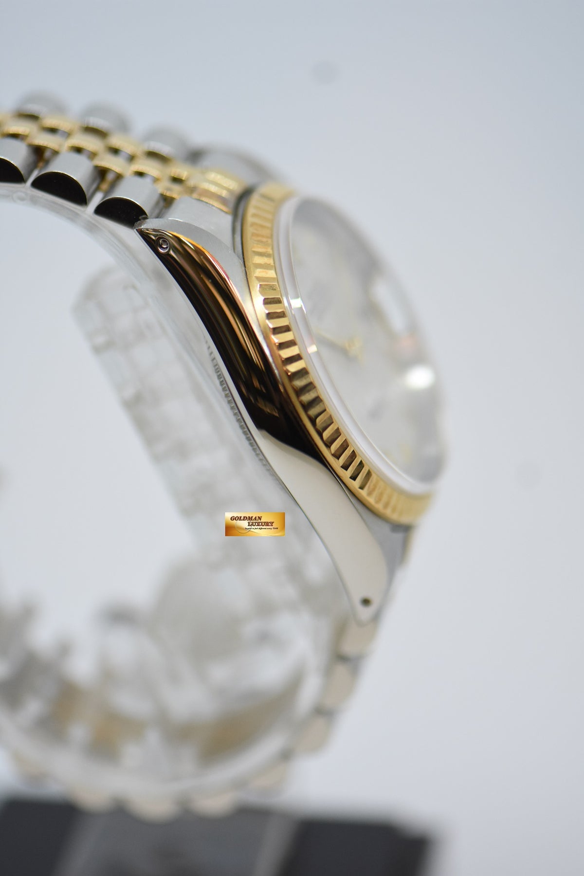 [SOLD] ROLEX OYSTER PERPETUAL DATEJUST 36mm PRISM ROMAN CREAM DIAL HALF GOLD IN JUBILEE BRACELET 16233 (NEAR MINT)