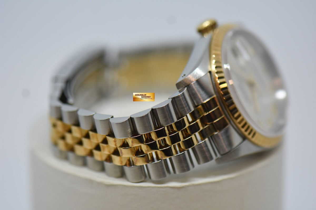 [SOLD] ROLEX OYSTER PERPETUAL DATEJUST 36mm PRISM ROMAN CREAM DIAL HALF GOLD IN JUBILEE BRACELET 16233 (NEAR MINT)