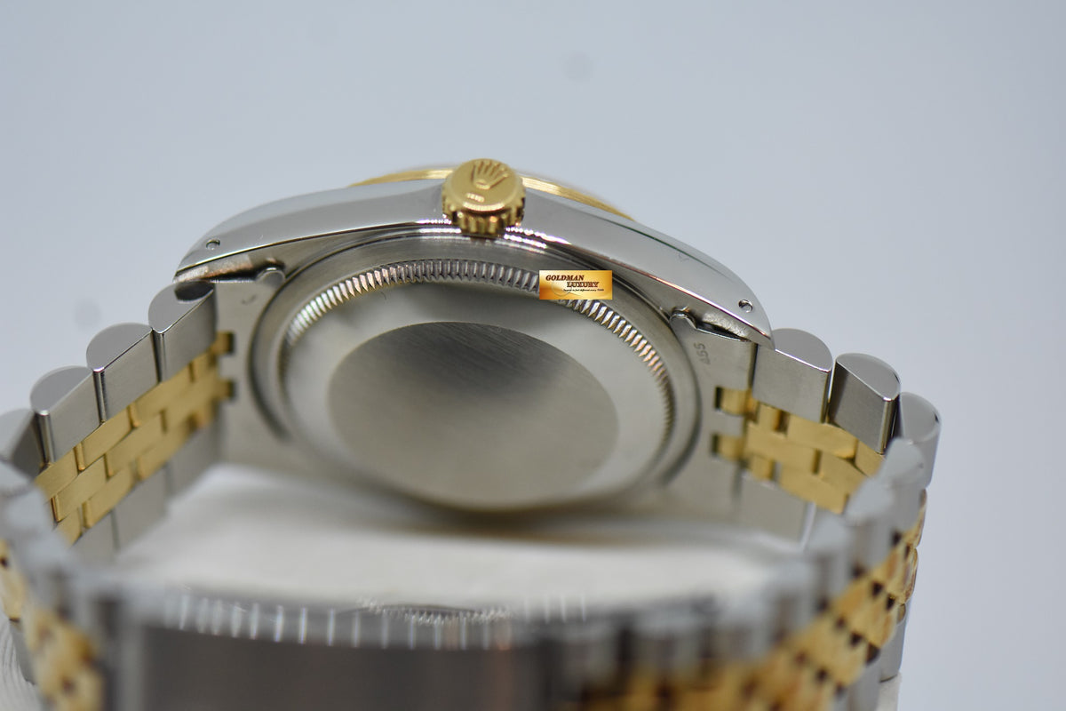 [SOLD] ROLEX OYSTER PERPETUAL DATEJUST 36mm PRISM ROMAN CREAM DIAL HALF GOLD IN JUBILEE BRACELET 16233 (NEAR MINT)