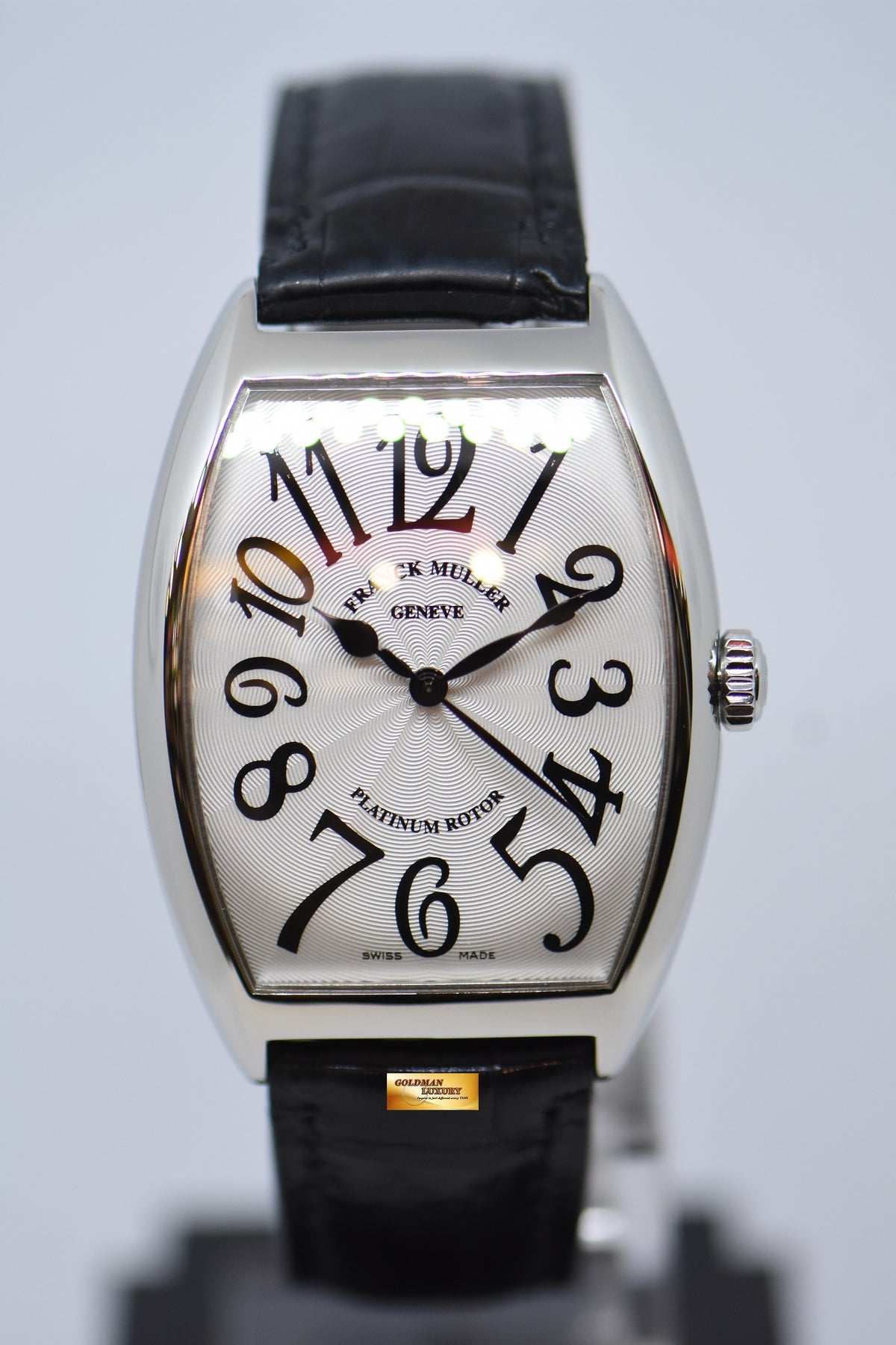 [SOLD] FRANCK MULLER CURVEX STEEL IN LEATHER STRAP BLACK ARABIC NUMERALS AUTOMATIC 6850B SC (MINT)