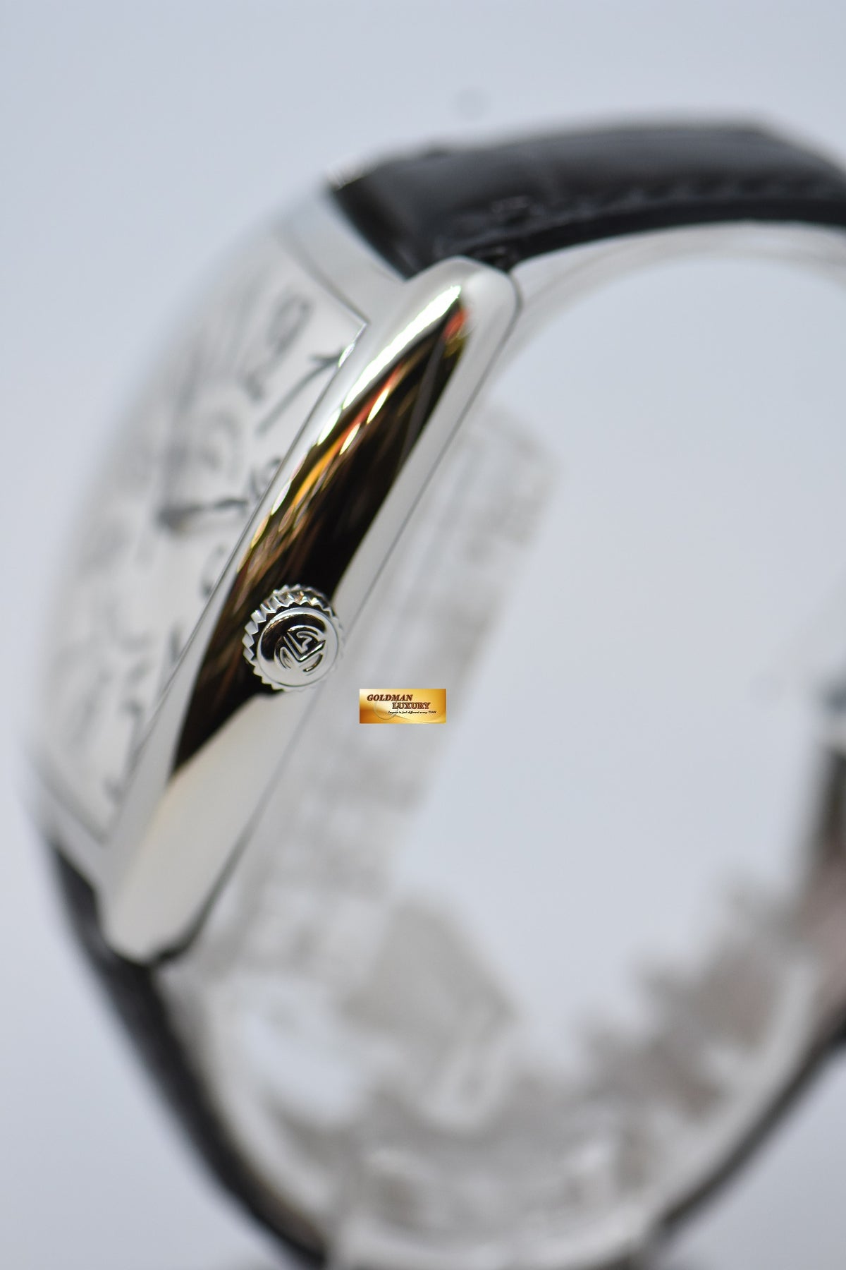 [SOLD] FRANCK MULLER CURVEX STEEL IN LEATHER STRAP BLACK ARABIC NUMERALS AUTOMATIC 6850B SC (MINT)