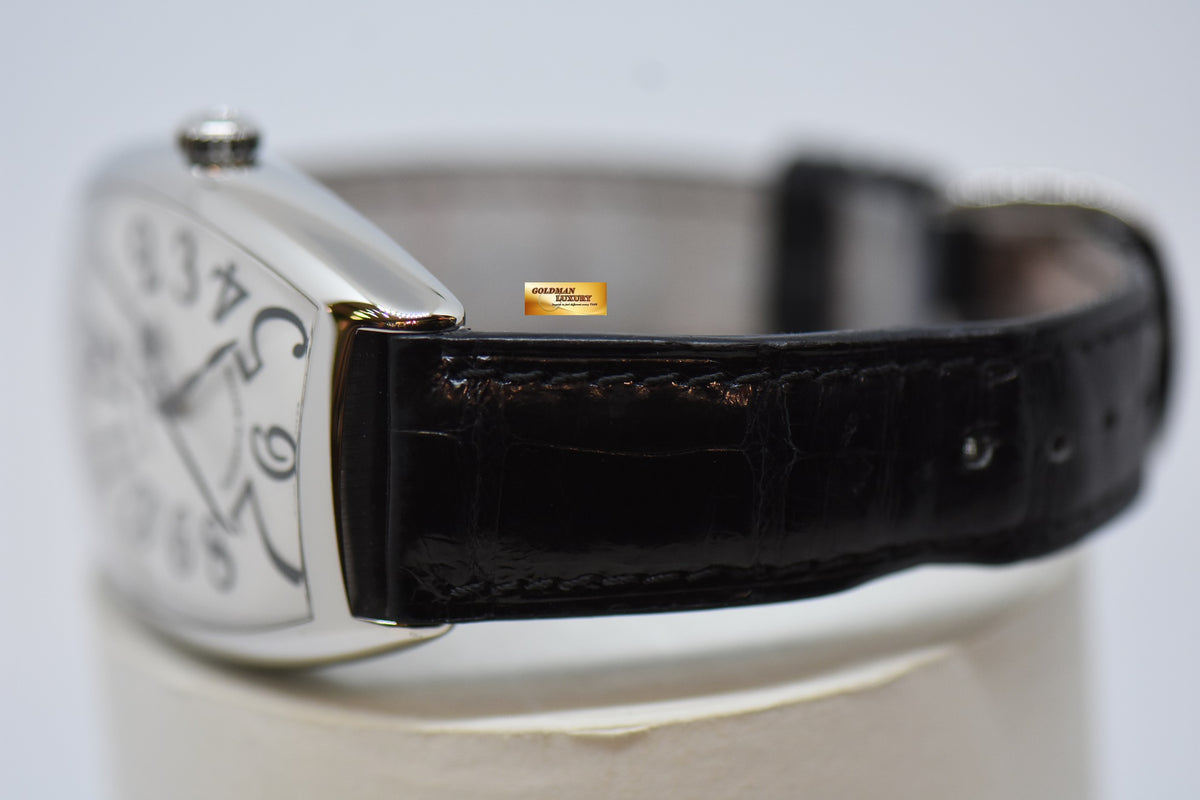 [SOLD] FRANCK MULLER CURVEX STEEL IN LEATHER STRAP BLACK ARABIC NUMERALS AUTOMATIC 6850B SC (MINT)