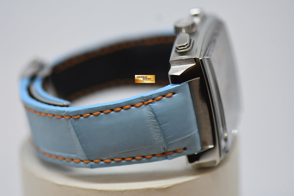 [SOLD] TAG HEUER MONACO VINTAGE GULF “STEVE MCQUEEN” CHRONOGRAPH STEEL IN LEATHER STRAP LIMITED EDITION OF 2500PCS AUTOMATIC CAW2113 (MINT)