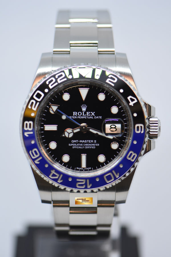 [SOLD] ROLEX OYSTER PERPETUAL GMT-MASTER II “BATMAN” CERAMIC BLUE / BLACK BEZEL STEEL BRACELET 116710BLNR (MINT)