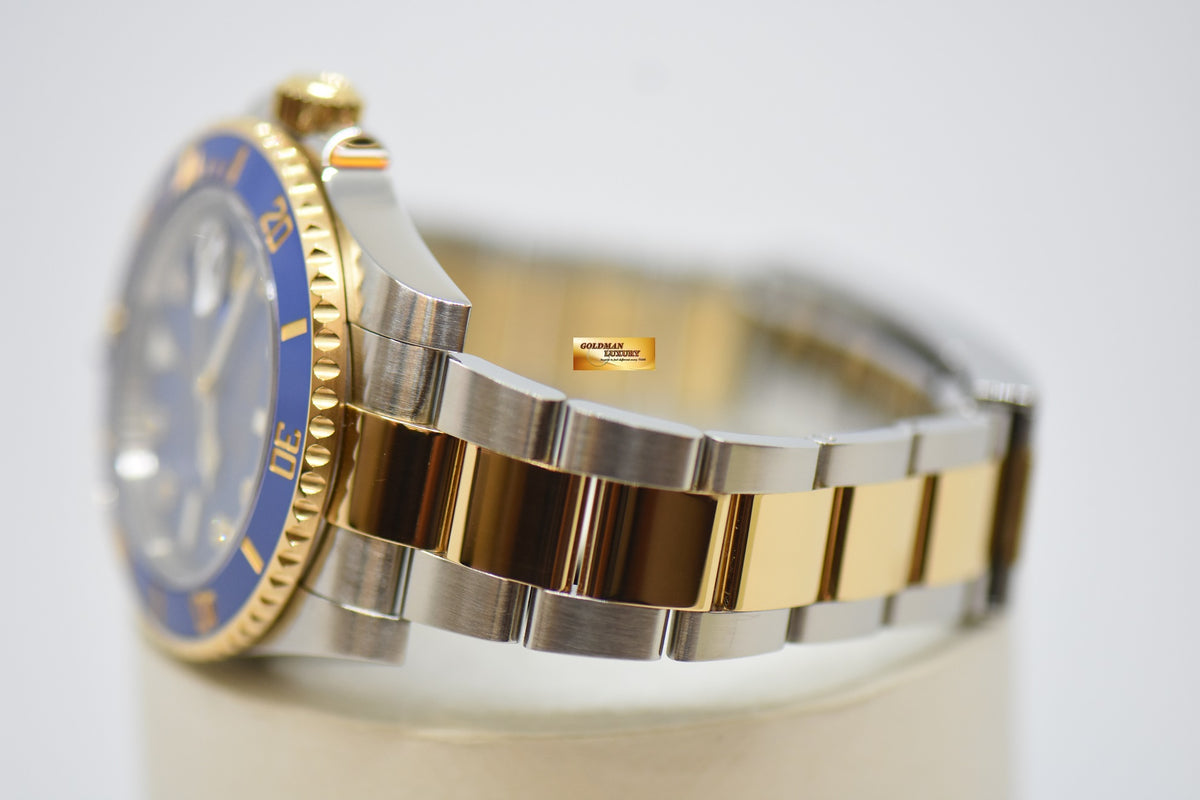 [SOLD] ROLEX OYSTER PERPETUAL SUBMARINER BLUE 40mm SERTI DIAMOND DIAL HALF-GOLD IN BRACELET BLUE CERAMIC BEZEL 116613LB (MINT)