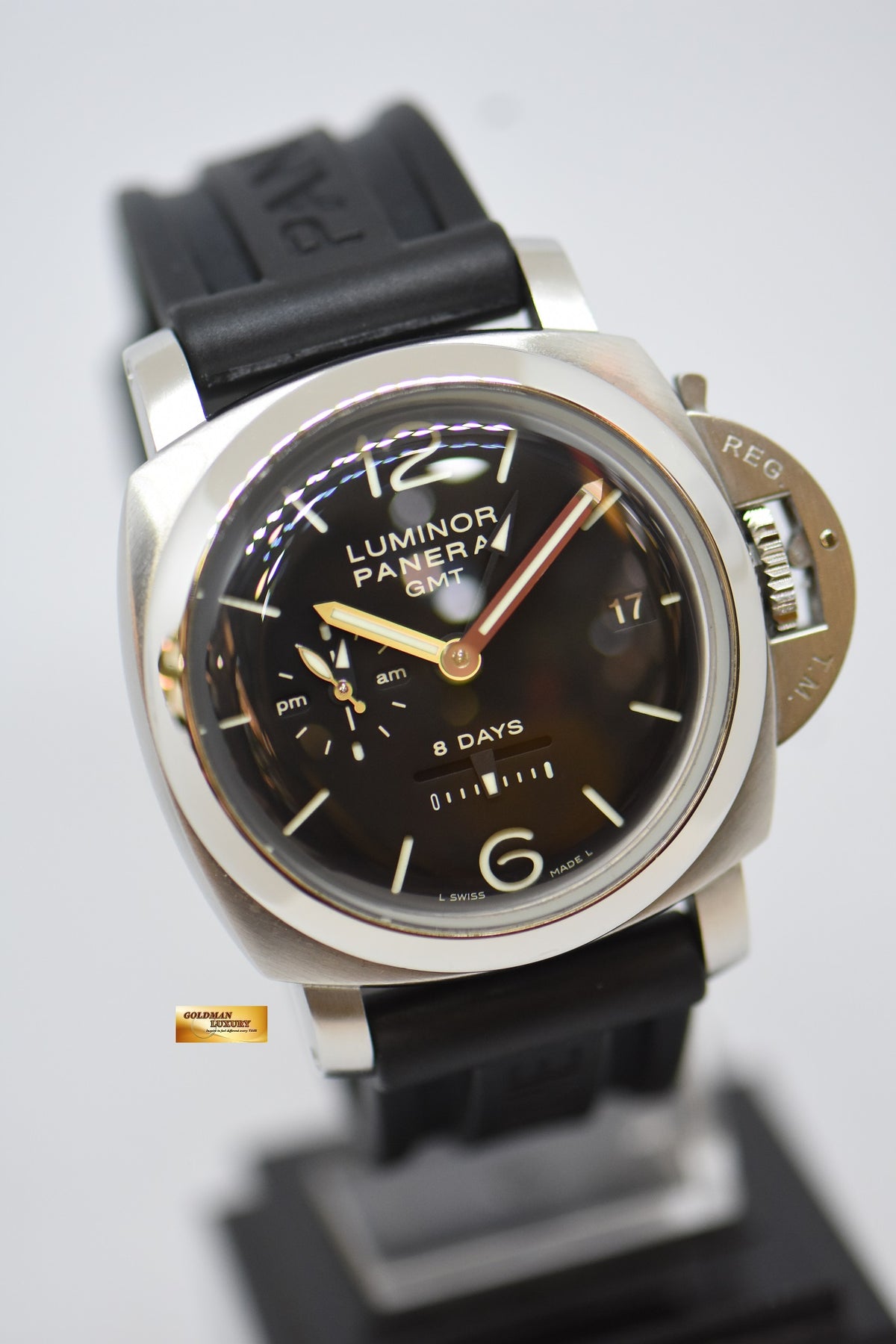 [SOLD] PANERAI LUMINOR GMT 1950 8 DAYS POWER RESERVE am/pm DIAL MANUAL WINDING PAM 233 (MINT)