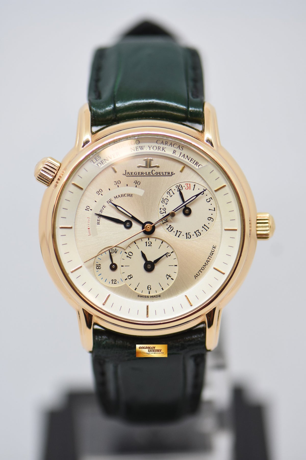 [SOLD] JLC GEOGRAPHIQUE 38mm WORLD TIME POWER RESERVE 18K YELLOW GOLD AUTOMATIC 169.2.92 (MINT)