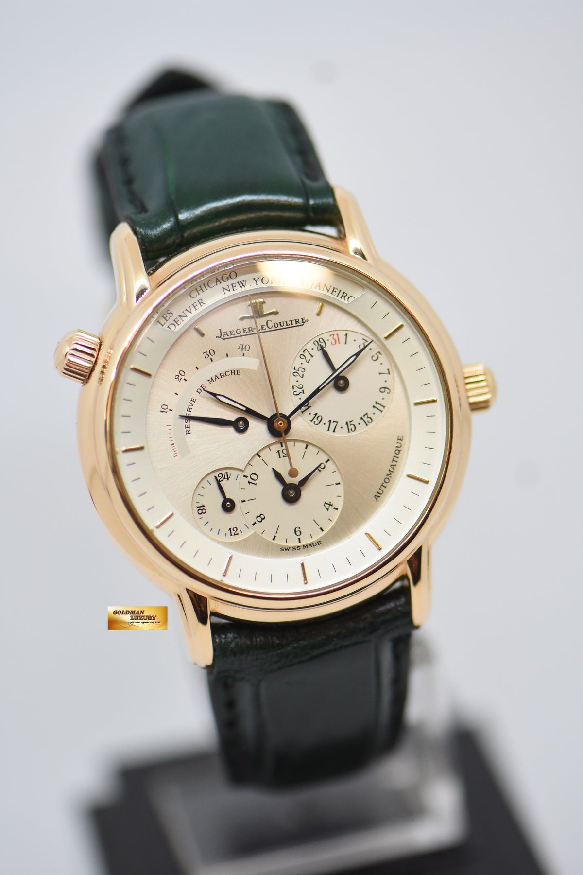 [SOLD] JLC GEOGRAPHIQUE 38mm WORLD TIME POWER RESERVE 18K YELLOW GOLD AUTOMATIC 169.2.92 (MINT)