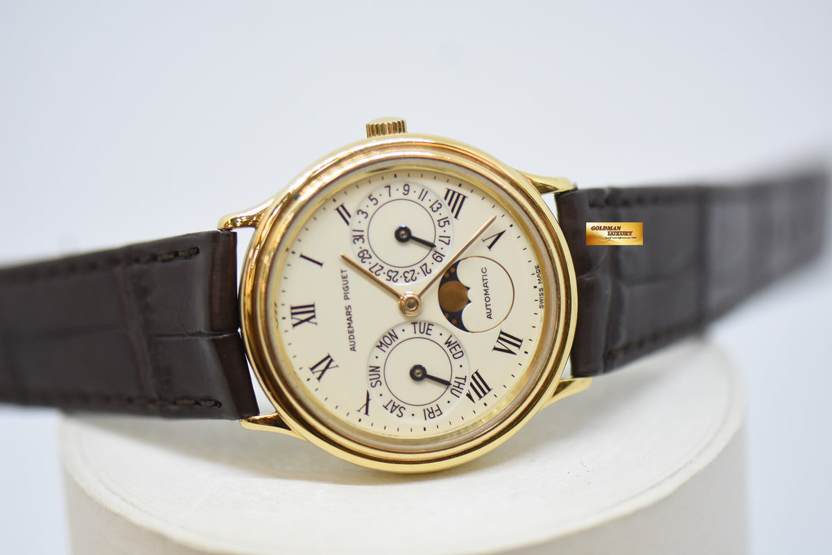 [SOLD] AUDEMARS PIGUET DAY-DATE MOONPHASE 33mm 18K YELLOW GOLD AUTOMATIC VINTAGE BA25589 (NEAR MINT)