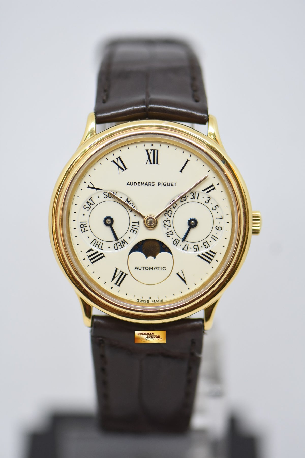 [SOLD] AUDEMARS PIGUET DAY-DATE MOONPHASE 33mm 18K YELLOW GOLD AUTOMATIC VINTAGE BA25589 (NEAR MINT)