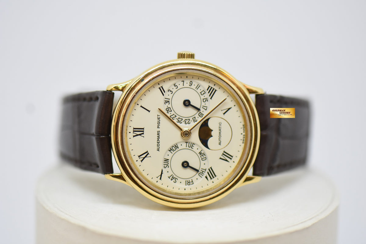 [SOLD] AUDEMARS PIGUET DAY-DATE MOONPHASE 33mm 18K YELLOW GOLD AUTOMATIC VINTAGE BA25589 (NEAR MINT)