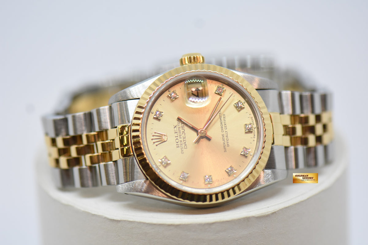 [SOLD] ROLEX OYSTER DATEJUST 31mm HALF-GOLD IN JUBILEE BRACELET DIAMOND DIAL 68273 (NEAR MINT)