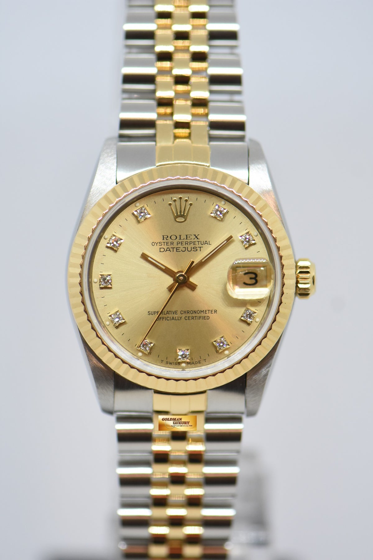 [SOLD] ROLEX OYSTER DATEJUST 31mm HALF-GOLD IN JUBILEE BRACELET DIAMOND DIAL 68273 (NEAR MINT)