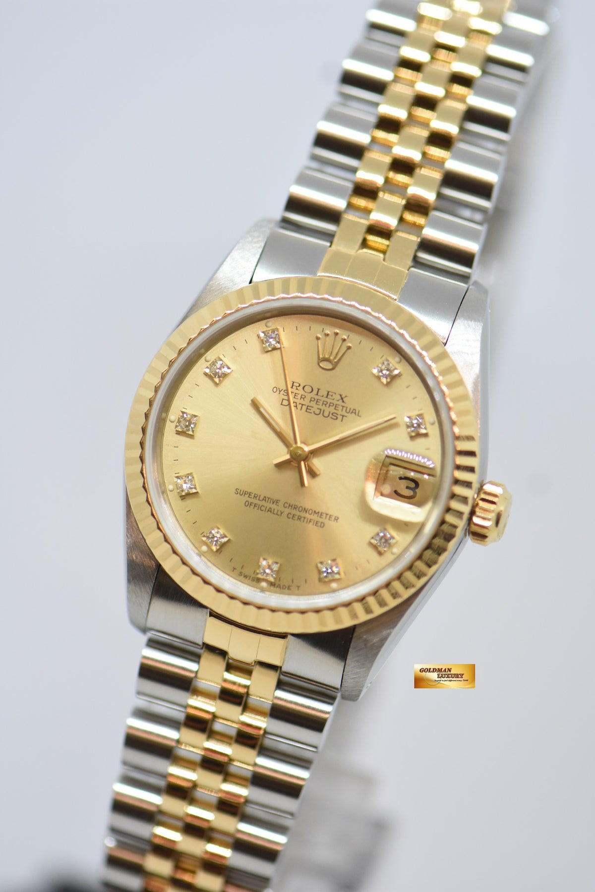 [SOLD] ROLEX OYSTER DATEJUST 31mm HALF-GOLD IN JUBILEE BRACELET DIAMOND DIAL 68273 (NEAR MINT)