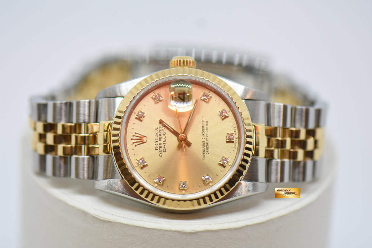 [SOLD] ROLEX OYSTER DATEJUST 31mm HALF-GOLD IN JUBILEE BRACELET DIAMOND DIAL 68273 (NEAR MINT)