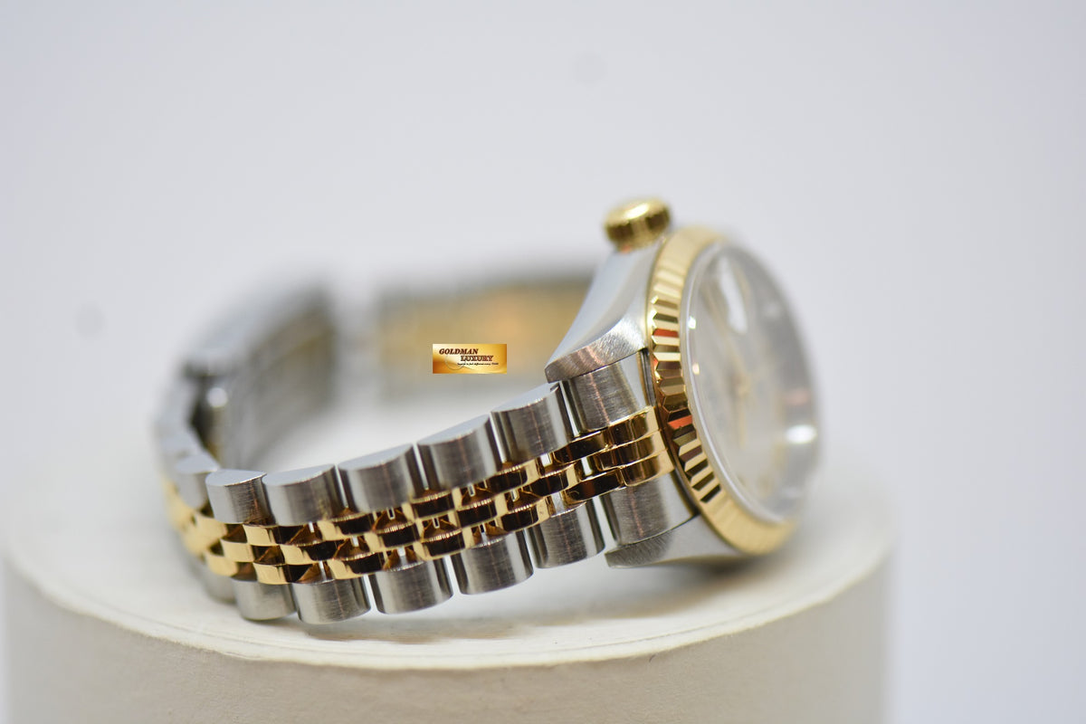 [SOLD] ROLEX OYSTER PERPETUAL DATEJUST 26mm PRISM ROMAN CREAM DIAL HALF GOLD IN JUBILEE BRACELET 69173 (NEAR MINT)