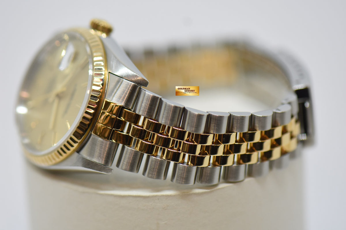 [SOLD] ROLEX OYSTER PERPETUAL DATEJUST 36mm GOLD DIAL HALF GOLD IN JUBILEE BRACELET 16233 (NEAR MINT)