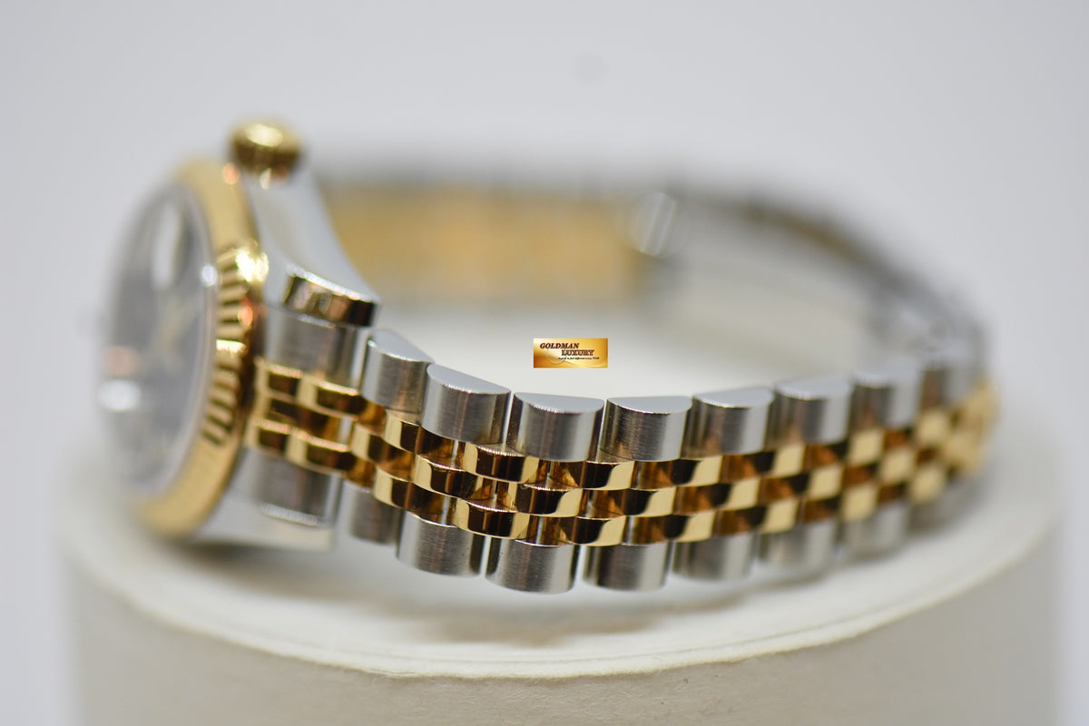 [SOLD] ROLEX OYSTER DATEJUST 26mm GOLD / STEEL IN JUBILEE BRACELET BLACK DIAL 179173 (MINT)