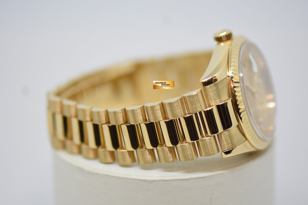 [SOLD] ROLEX OYSTER DAY-DATE 36mm YELLOW GOLD IN PRESIDENT BRACELET ORIGINAL DIAMONDS COMPUTER GOLD DIAL 118238 (MINT)