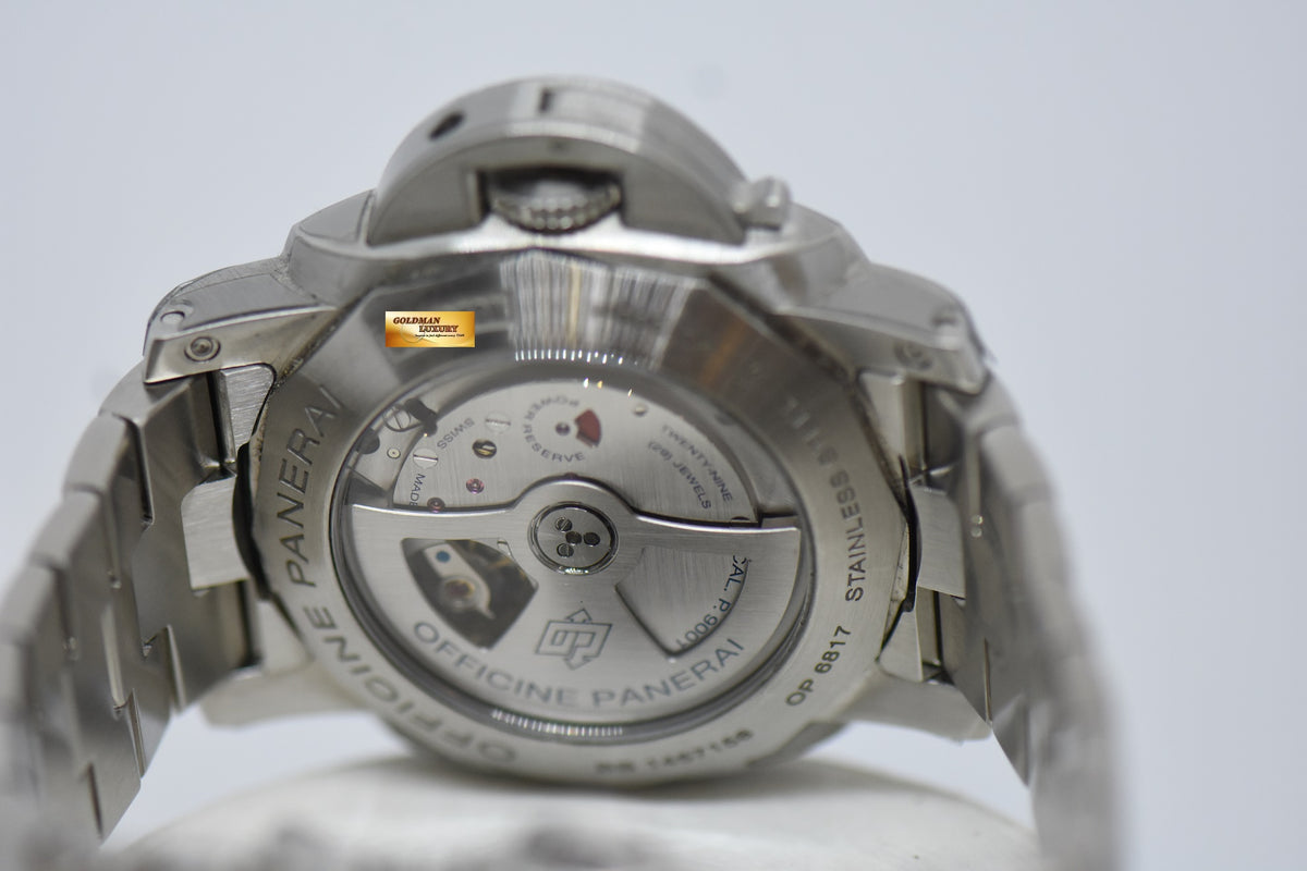 [SOLD] PANERAI LUMINOR 1950 GMT 44mm STEEL IN BRACELET AUTOMATIC BLACK PAM 329 (MINT)