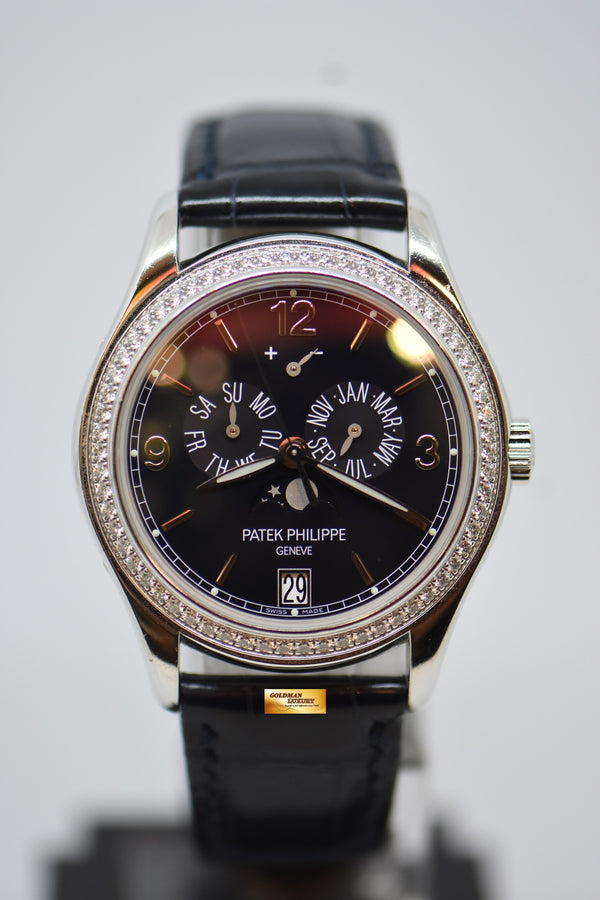 [SOLD] PATEK PHILIPPE COMPLICATIONS ANNUAL CALENDAR MOON-PHASE w/ POWER RESERVE 18K WHITE GOLD & ORIGINAL FACTORY FITTED DIAMOND BEZEL AUTOMATIC 5147G (NEAR MINT)