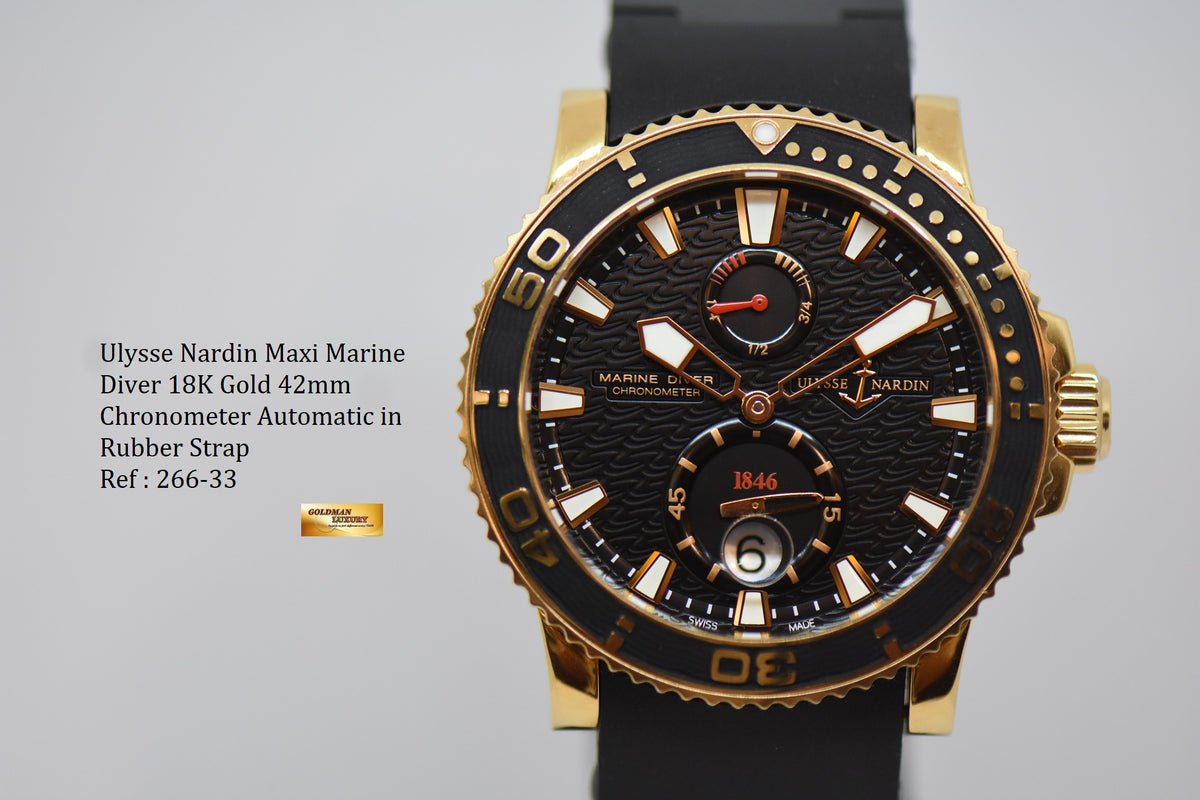 [SOLD] ULYSSE NARDIN MAXI MARINE DIVER 42mm 18K GOLD CHRONOMETER AUTOMATIC 266-33 (NEAR MINT)